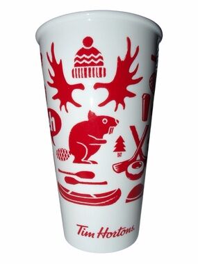 Tim Hortons Red & White Graphic Ceramic Mug 2018